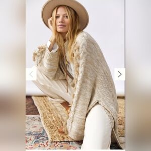 Anthropologie Cream Cardigan with Tassel Accents